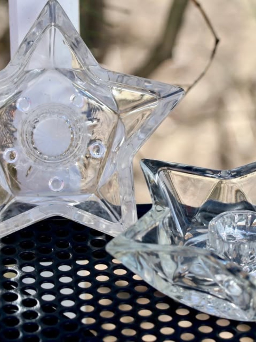 ✨ Glass Star Taper Candle Holders – Set of 2 ✨